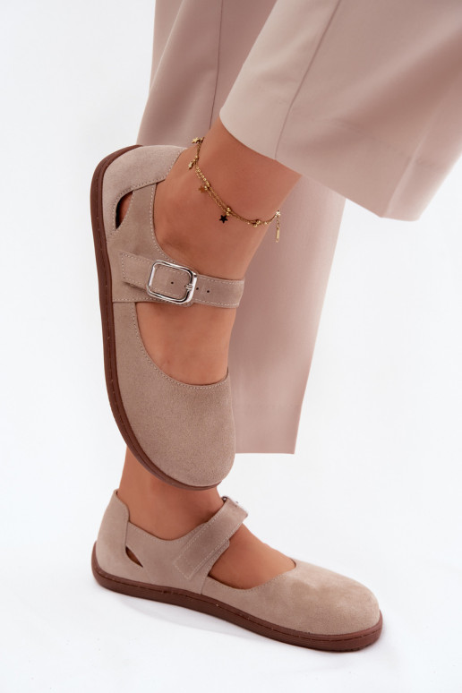 Tehisnahk ballerinad rihmadega liivakarva Zazoo N1319