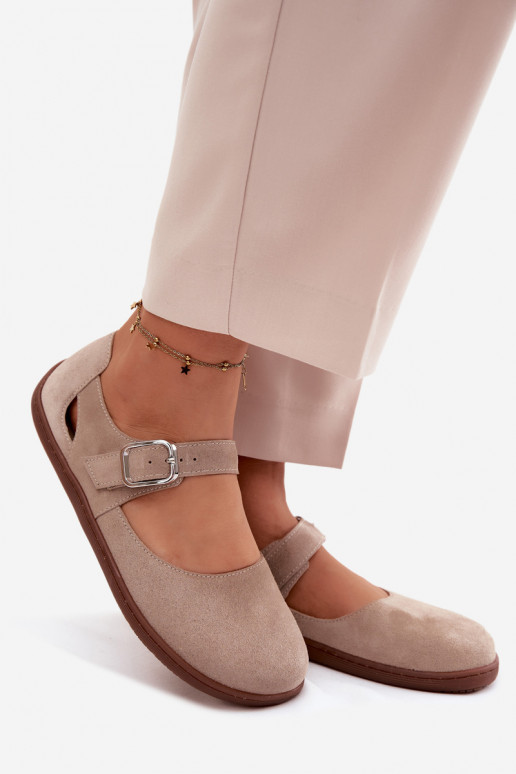 Tehisnahk ballerinad rihmadega liivakarva Zazoo N1319