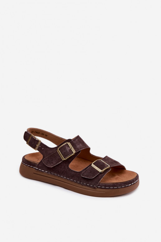 Pealhk Seemisnahksed sandaalid neetide ja pandlaga Vinceza 79620 Czekoladosissee