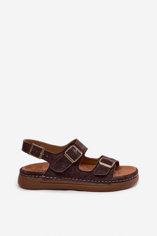 Pealhk Seemisnahksed sandaalid neetide ja pandlaga Vinceza 79620 Czekoladosissee