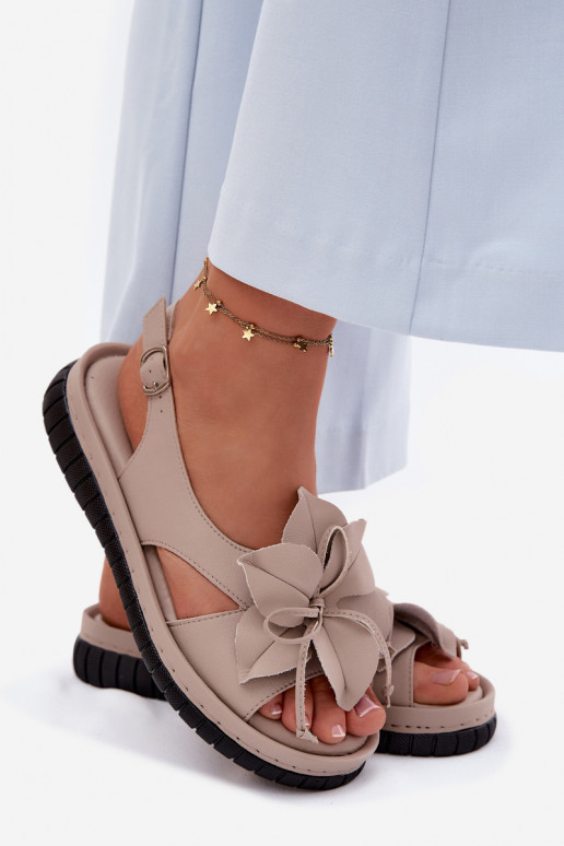 Pealistesandaalid Pealiste omad Koos Ornate lilledegaem Vinceza 66917 beeži värvi