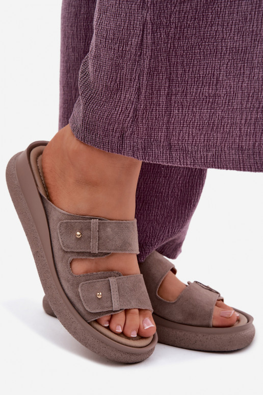 Pealhk naiste seemisnahksed sussid platvormiga Vinceza 66916 beeži värvi