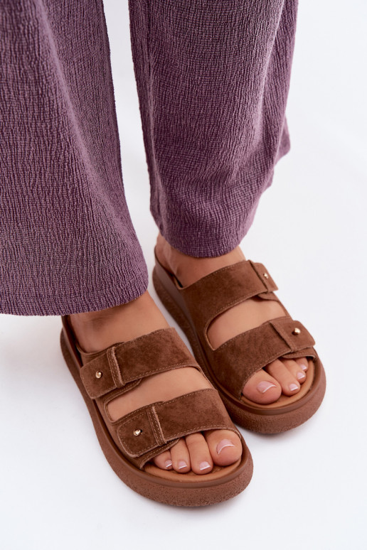 Pealhk naiste seemisnahksed sussid platvormiga Vinceza 66916 pruunid värvi