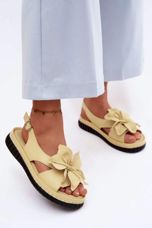 Pealistesandaalid Pealiste omad Koos Ornate lilledegaem Vinceza 66917 Kollased