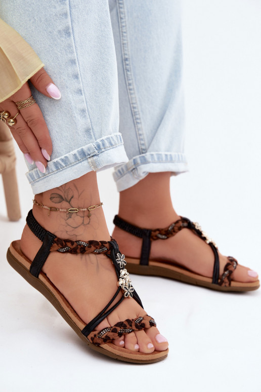 PealistesandaalidPrzypinkami I Plecionymi Paskami msuud leopardimustriga Nusoreth