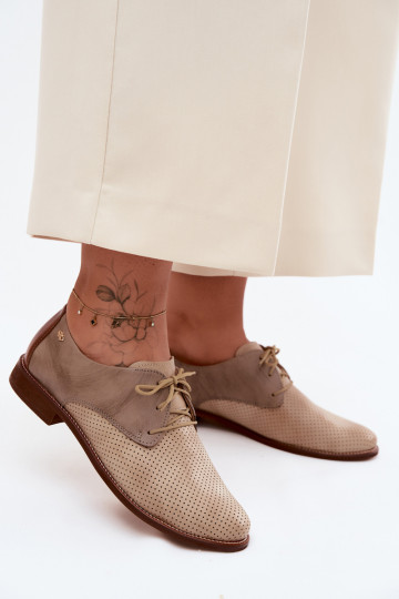 Pealhk jalatsid Pealiste omad Elegantsed nööritavad Zazoo 4238 beeži värvi-pruunid värvi 2