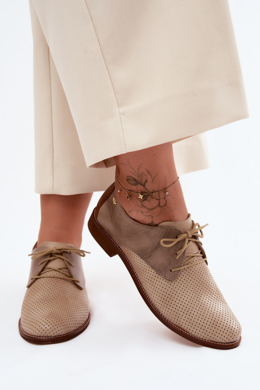 Pealhk jalatsid Pealiste omad Elegantsed nööritavad Zazoo 4238 beeži värvi-pruunid värvi