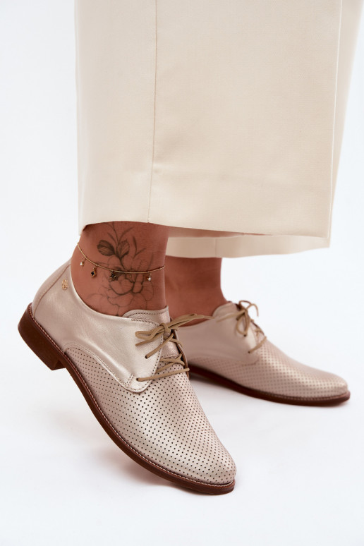 Pealhk jalatsid Pealiste omad Elegantsed nööritavad Zazoo 4238 Kuldset värvi