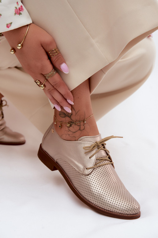 Pealhk jalatsid Pealiste omad Elegantsed nööritavad Zazoo 4238 Kuldset värvi