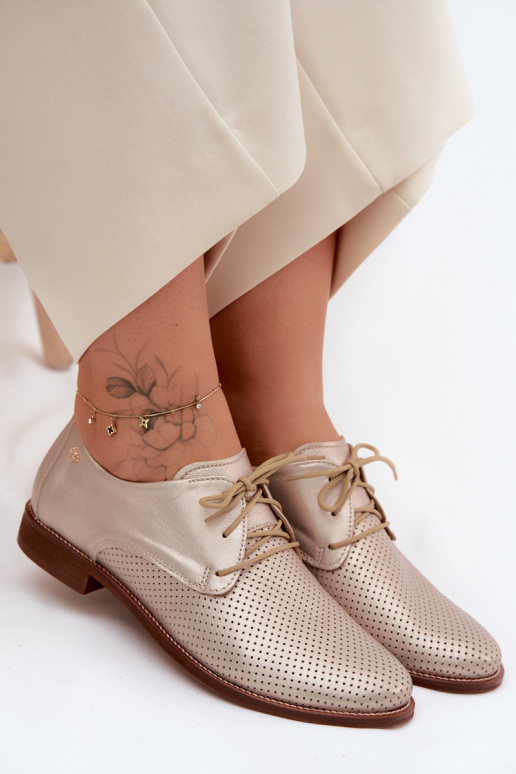 Pealhk jalatsid Pealiste omad Elegantsed nööritavad Zazoo 4238 Kuldset värvi