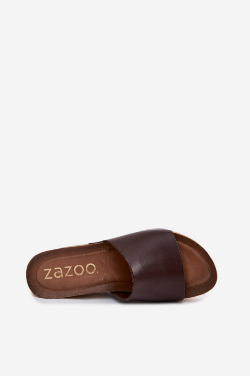 Zazoo 40291 šokolaadi värvi nahast sussid korkpõhjaga