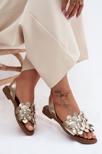 Pealistesandaalid laiade nööridega Zazoo 40468 Kuldset värvi