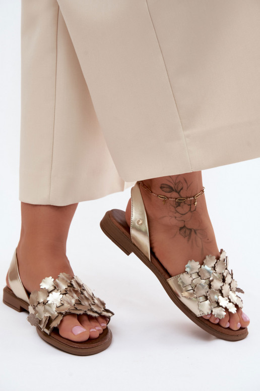 Pealistesandaalid laiade nööridega Zazoo 40468 Kuldset värvi