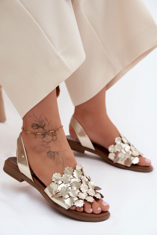 Pealistesandaalid laiade nööridega Zazoo 40468 Kuldset värvi