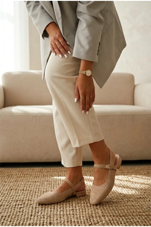 Riidest sandaalid Baleriinad Pealiste omad rihmadega beeži värvi Selrene