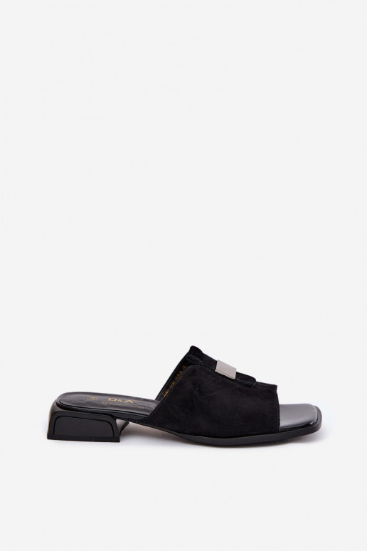 Elegantne mustad naiste sussid looduslikust sametist D&A