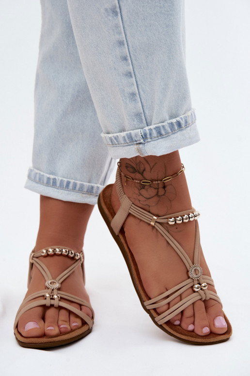 Sellel ondalad sandaalid Triipudega beeži värvi Zelda