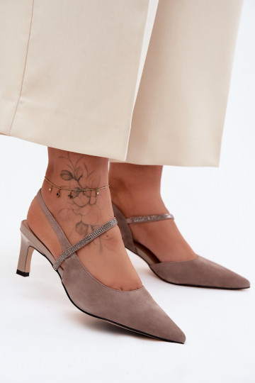 Pealhk Elegantsed kõrged kontsad Ze Zdobionym Triibudem D&A CR61-3048 beeži värvi 2