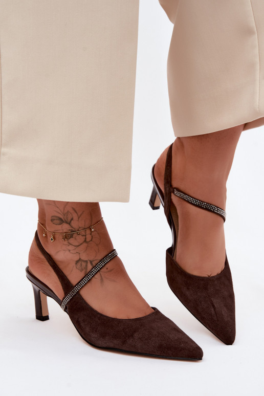 Pealhk Elegantsed kõrged kontsad Ze Zdobionym Triibudem D&A CR61-3048 Czekoladosissee