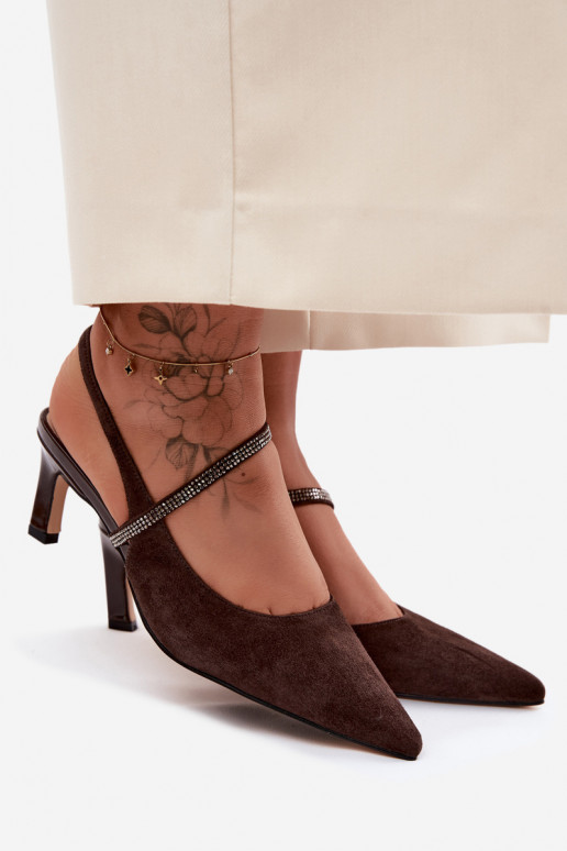 Pealhk Elegantsed kõrged kontsad Ze Zdobionym Triibudem D&A CR61-3048 Czekoladosissee