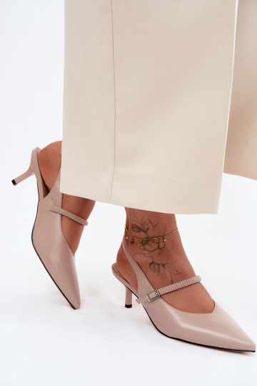 Pealhk Kingad Elegantsed kõrge kontsaga sandaalid rihmadega D&A CR61-3046 beeži värvi 2