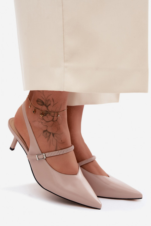 Pealhk Kingad Elegantsed kõrge kontsaga sandaalid rihmadega D&A CR61-3046 beeži värvi