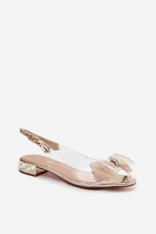 Külgedelt läbipaistvad sandaalid kristallidega I Siateczkosisseą Vibu D&A MR61-9004 Kuldset värvi