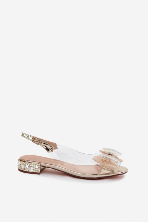 Külgedelt läbipaistvad sandaalid kristallidega I Siateczkosisseą Vibu D&A MR61-9004 Kuldset värvi
