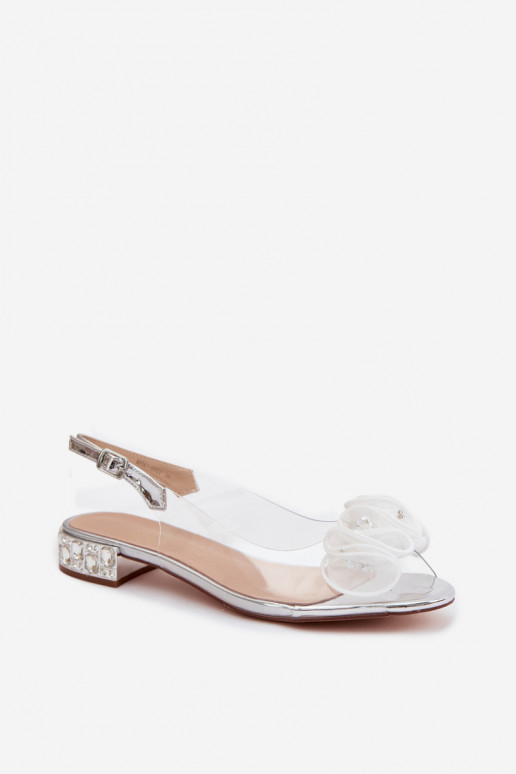 Pealistesandaalid Külgedelt läbipaistvad kristallidega D&A MR61-9002 Hõbedat värvi