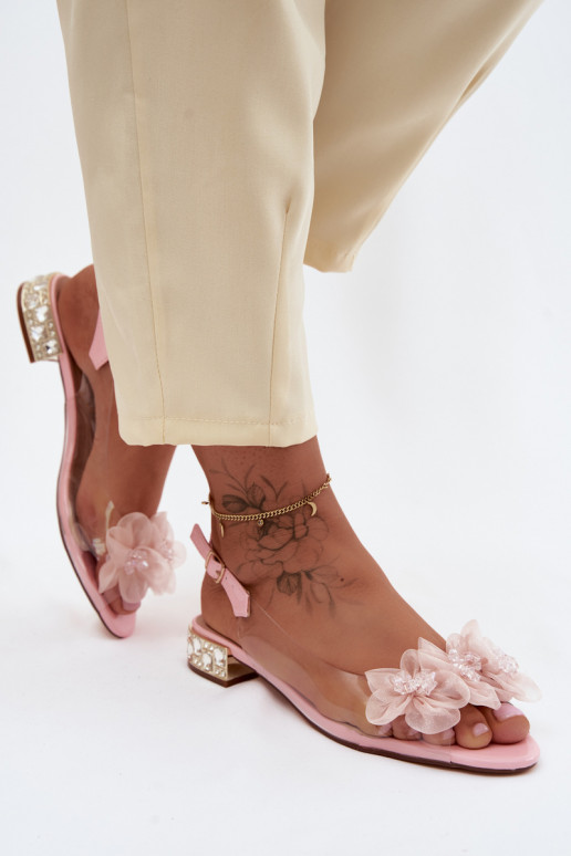 Külgedelt läbipaistvad sandaalid kristallidega I Siateczkosisseymi Lillami D&A MR61-9006 Tumeroosad värvi