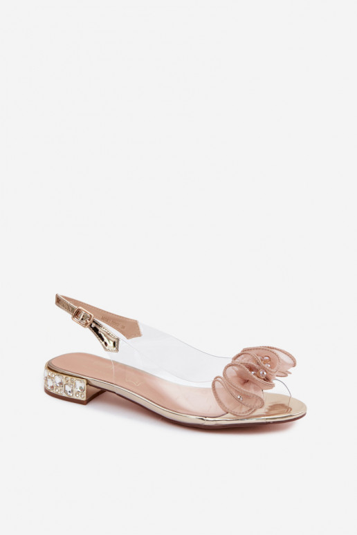 Pealistesandaalid Külgedelt läbipaistvad kristallidega D&A MR61-9002 Kuldset värvi