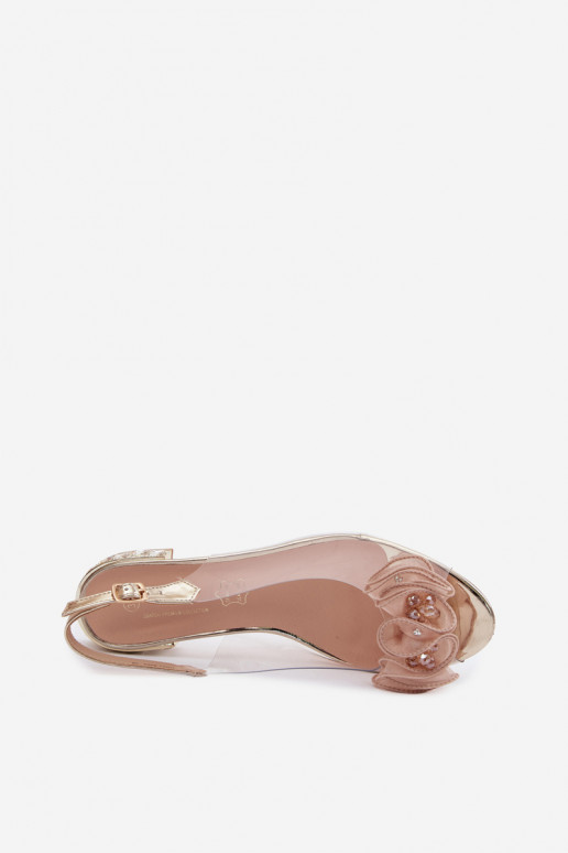 Pealistesandaalid Külgedelt läbipaistvad kristallidega D&A MR61-9002 Kuldset värvi