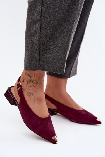 Naiste sametist sandaalid madalal konts D&A CR61-3050 burgundi 2