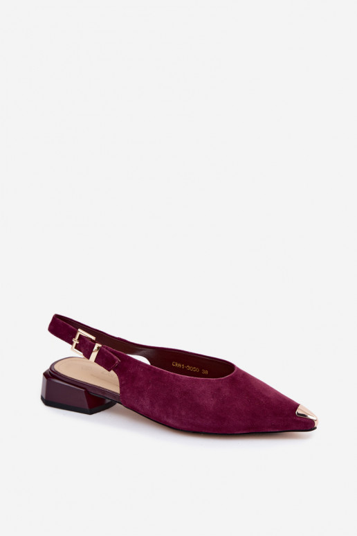 Naiste sametist sandaalid madalal konts D&A CR61-3050 burgundi