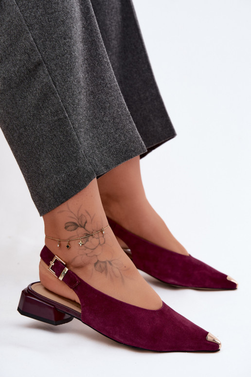 Naiste sametist sandaalid madalal konts D&A CR61-3050 burgundi