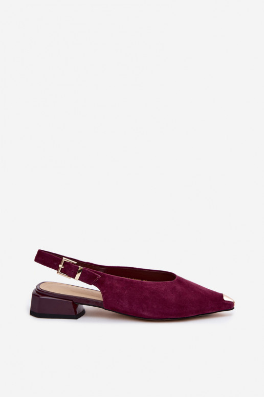 Naiste sametist sandaalid madalal konts D&A CR61-3050 burgundi