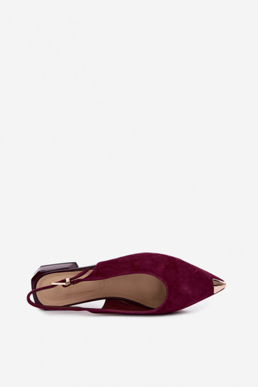 Naiste sametist sandaalid madalal konts D&A CR61-3050 burgundi