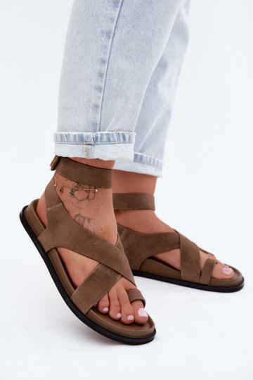 Lame sandaalid liivakarva kunstsuede's 2