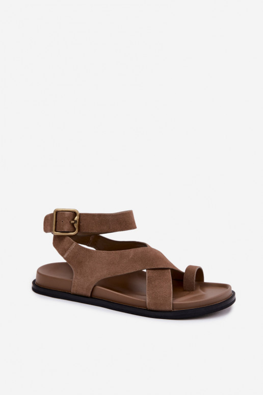 Lame sandaalid liivakarva kunstsuede's