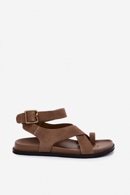 Lame sandaalid liivakarva kunstsuede's