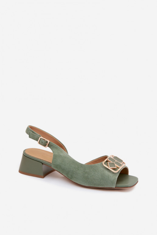 Elegantne kontsandaalid rohelises kunstsuede's