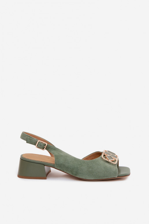 Elegantne kontsandaalid rohelises kunstsuede's
