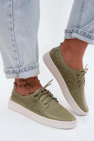 Ažuurne jalatsid Pealiste omad nööritavad Rohelist värvi Pearla