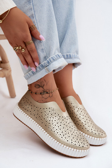 Ažuurne Slip-on jalatsid platvormiga Kuldset värvi Glamma