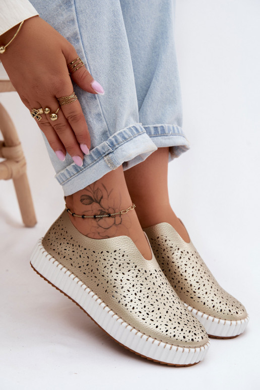 Ažuurne Slip-on jalatsid platvormiga Kuldset värvi Glamma