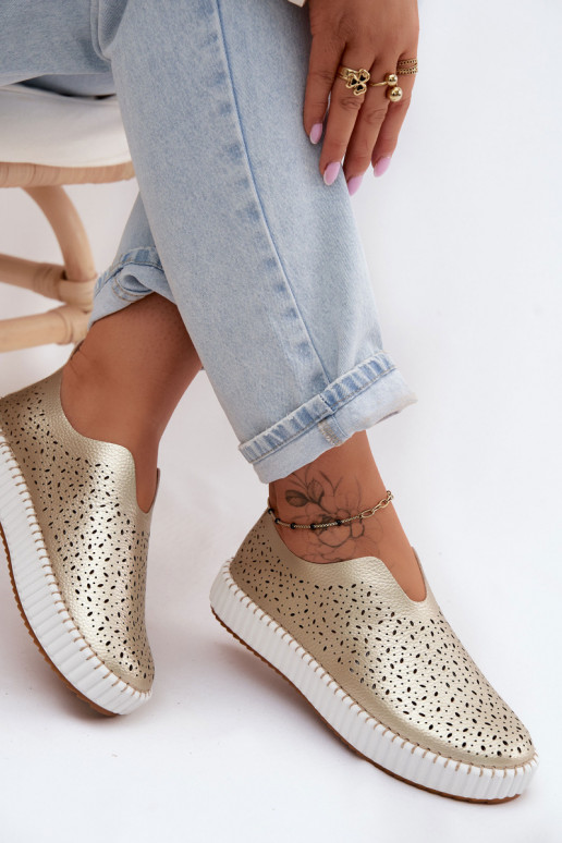 Ažuurne Slip-on jalatsid platvormiga Kuldset värvi Glamma