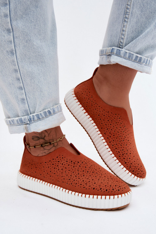 Ažuurne Slip-on jalatsid platvormiga oranži värvi Glamma