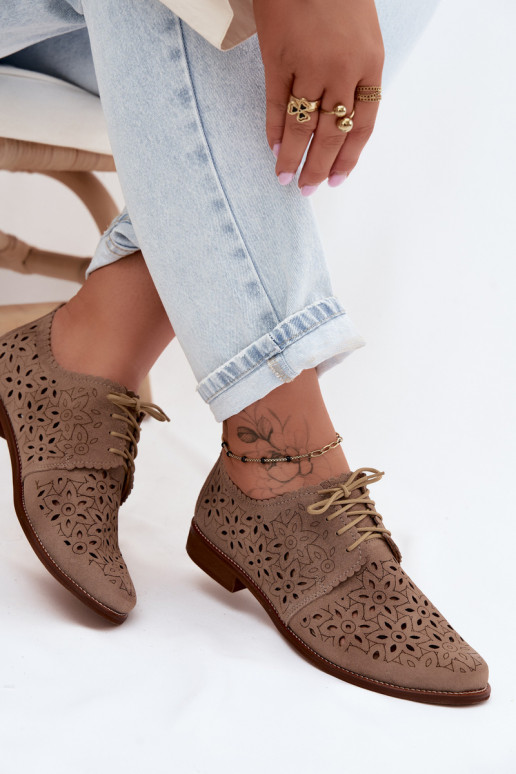 Pealhk seemisnakhsed jalatsid Pealiste omad Ažuurne laiade nööridega Zazoo 4156 Cappuccino