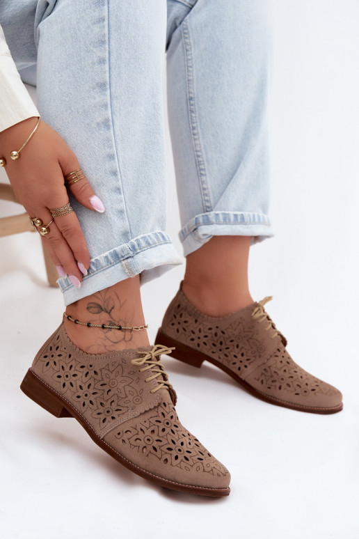 Pealhk seemisnakhsed jalatsid Pealiste omad Ažuurne laiade nööridega Zazoo 4156 Cappuccino