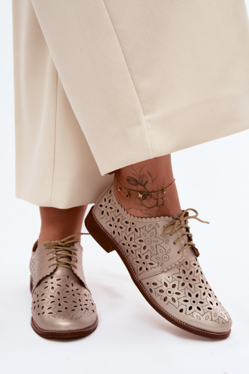Pealhk jalatsid Pealiste omad Ažuurne laiade nööridega Zazoo 4156 Kuldset värvi